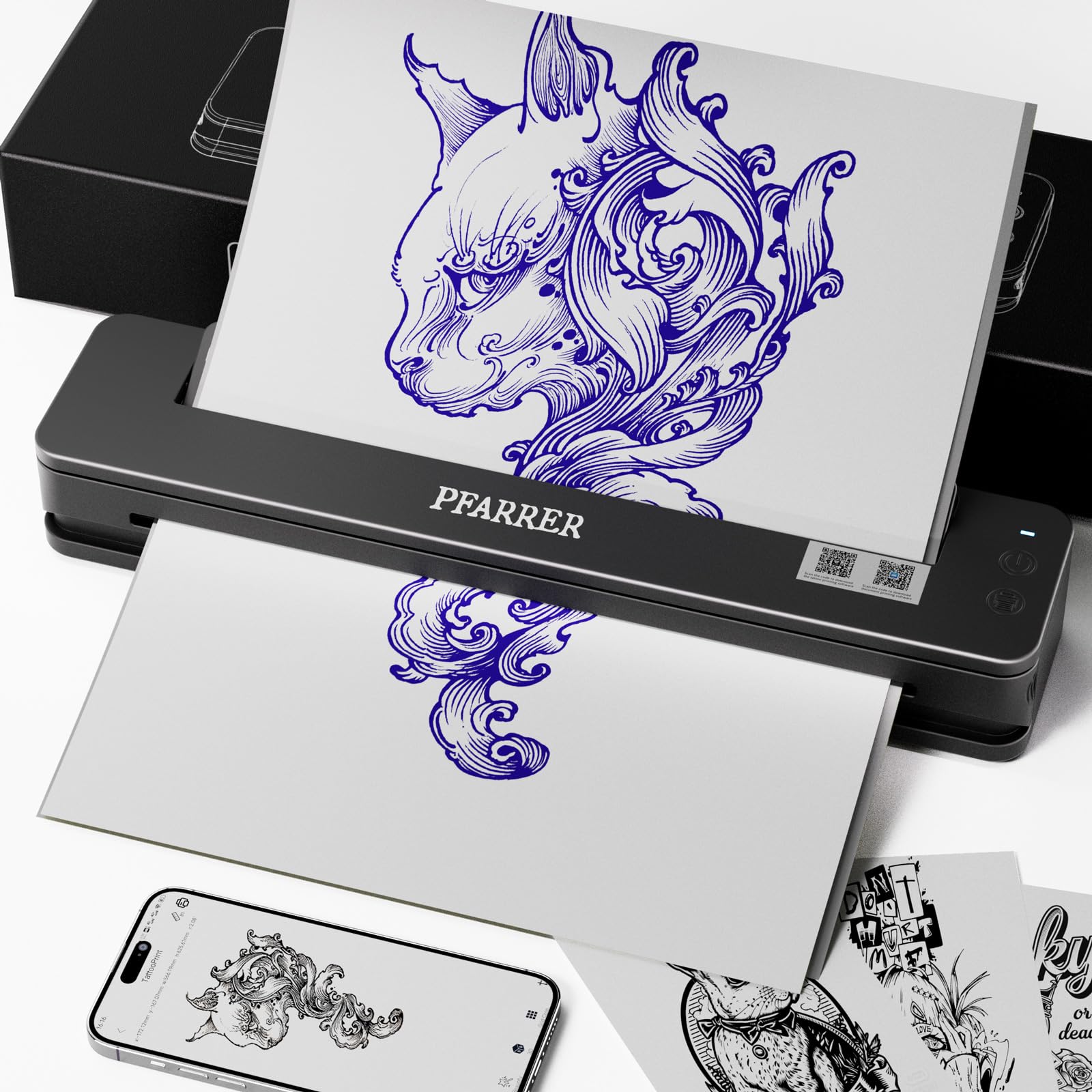 PFARRER T106P Wireless Tattoo-Drucker, Thermo-Transfermaschine – kompakt, kabellos, für A4-Schablonen