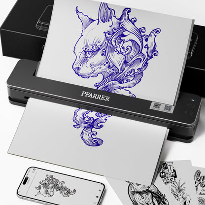 PFARRER T106P Wireless Tattoo-Drucker, Thermo-Transfermaschine – kompakt, kabellos, für A4-Schablonen