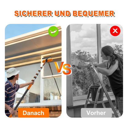 SISUPASSIE Fensterabzieher 2-in-1 mit Teleskopstiel, 7,2 m Reichweite