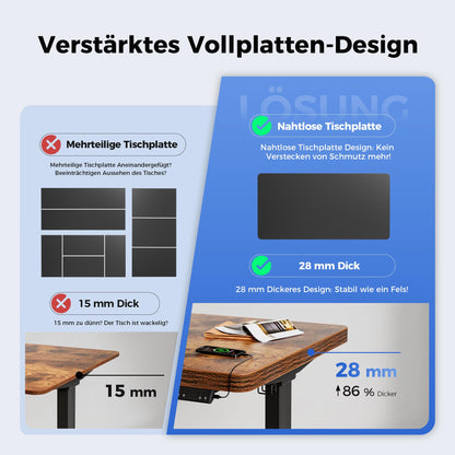 Agliestic Steh-Sitz Schreibtisch 160x80cm 2 Motoren, braun