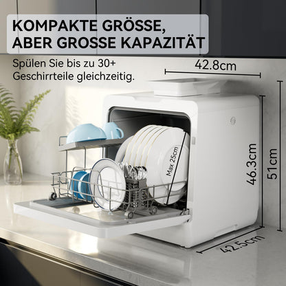 Hermitlux Tischgeschirrspüler Mini – 5 Massgedecke, 5L Tank