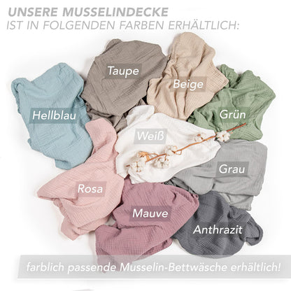 Pure Label Musselin Tagesdecke 220 x 240 cm aus Baumwolle, Beige