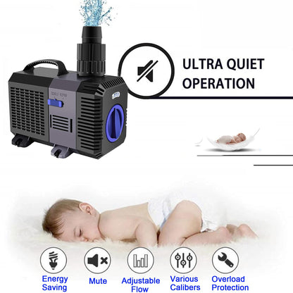 YAOBLUESEA Eco Teichpumpe 3000 l/h, 10 W, für Süss- und Meerwasser