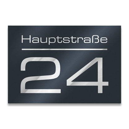 Metzler Hausnummer Anthrazit – Hausnummernschild mit Gravur, 250 x 175 mm