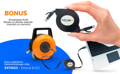 EXTNGO Ausziehbares CAT6 Ethernet Flachkabel RJ45 - 15m