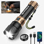 SKYFIRE LED Taschenlampe 5000 Lumen, USB-C aufladbar, zoombar mit Aluminiumgehäuse