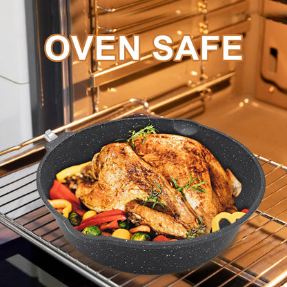 AIKENBBKK Pfannenset 5-teilig Antihaft mit abnehmbarem Griff - Schwarz