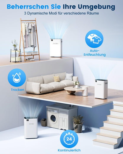 ARIBIO Luftentfeuchter elektrisch 20L/Tag PD08C-20 mit Ablaufschlauch