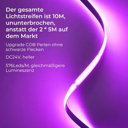 SUBOSI COB LED Streifen 10 m RGB WiFi, Alexa & Google Home kompatibel