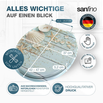 SANFINO WC-Sitz mit Absenkautomatik Caribbean Blue, Holzkern