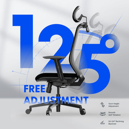 FLEXISPOT OC17 Ergonomischer Bürostuhl Schreibtischstuhl Schwarz