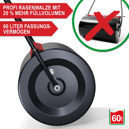 ONBEST Profi Rasenwalze aus Stahl, 60 Liter, befüllbar
