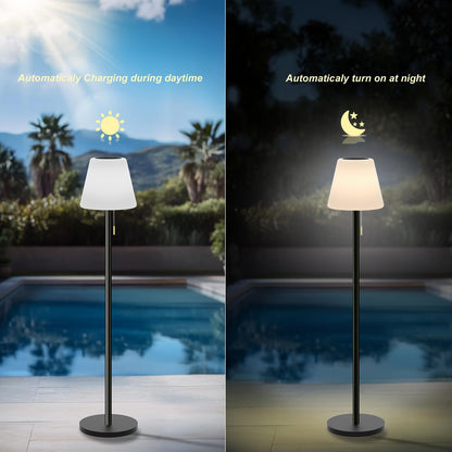 Ecvivk LED Solar-Stehlampe Outdoor, dimmbar, Warmweiss + RGB, IP65