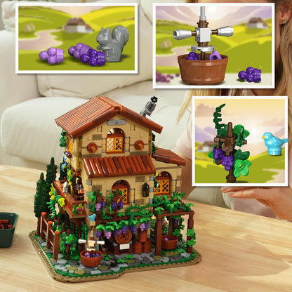 INSOON Weinberg Schloss Klemmbausteine mit Licht - 1826 Teile