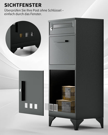 SwissDesign Paketbriefkasten XXL Anthrazit - Edelstahl Aussen