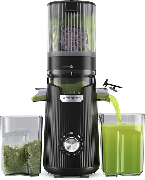 ACOQOOS Slow Juicer für ganze Früchte, 1.8L – Schwarz