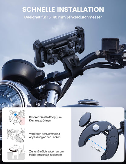 Lamicall Handyhalterung für Motorrad & Fahrrad, vibrationsgedämpft