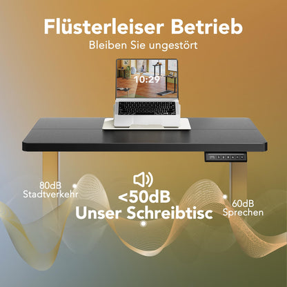 HUANUO Elektrischer Stehschreibtisch 80x48cm – Schwarz/Gold