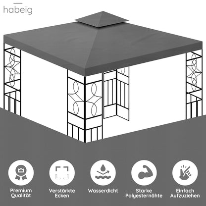 habeig Ersatzdach für Pavillon 3x3 m, PVC-beschichtet, anthrazit