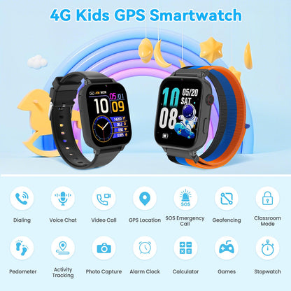 Ucani 4G Kinder-Smartwatch A28 mit GPS, Videoanruf und SOS, Schwarz