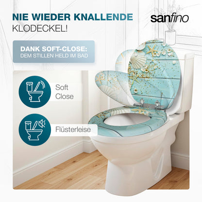 SANFINO WC-Sitz mit Absenkautomatik Caribbean Blue, Holzkern