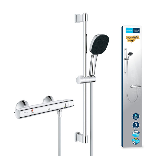 GROHE Precision Trend Duschset Thermostat wassersparend - Chrom 34237003. Verchromtes Duschset mit Thermostat zur Dusche, wassersparend.