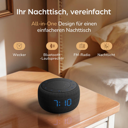 DOUMOSH Radiowecker DEBK11B mit Bluetooth-Lautsprecher und Nachtlicht