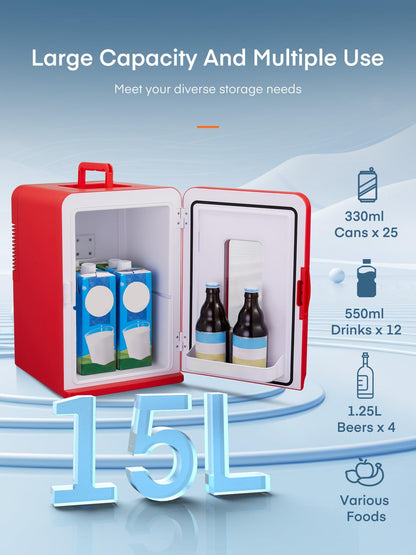 FOHERE 2in1 Mini Kühlschrank 15L Kühl- & Heizfunktion - Rot