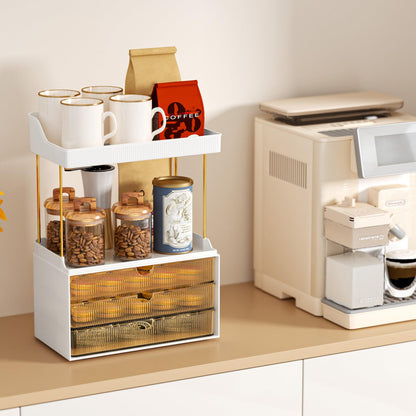 OrderlyGo Makeup Organizer Upgrade – 2 Etagen 3 Schubladen Bernstein