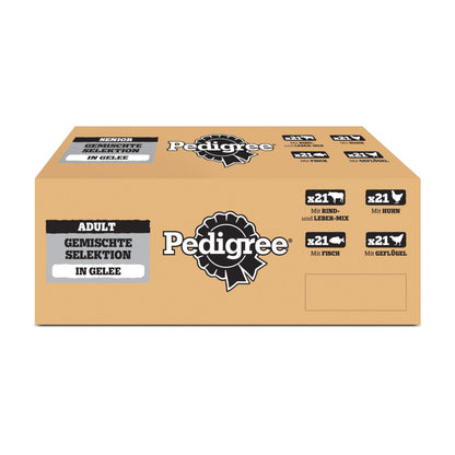 Pedigree Dogcare Hundefutter Chunks in Gelee Adult 84 x 100 g in Portionsbeuteln