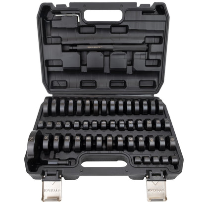 Universal Druckstück Presswerkzeug Lager Buchsen Simmerring 52-teilig. Metallteile zum Ein- u. Auspressen.