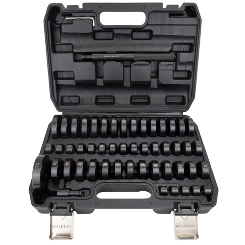 Universal Druckstück Presswerkzeug Lager Buchsen Simmerring 52-teilig. Metallteile zum Ein- u. Auspressen.