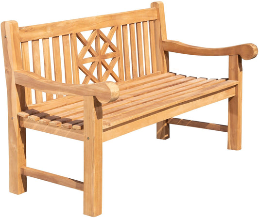 CLP Teak Vollholz Gartenbank Florida I – Sitzbank 150 cm. Eine robuste Teakholzbank für komfortables Sitzen im Garten.