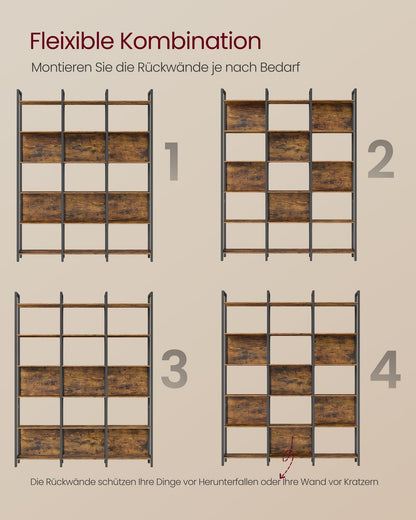 VASAGLE Bücherregal LLS151K01 – 6 Ebenen, Vintagebraun-Schwarz