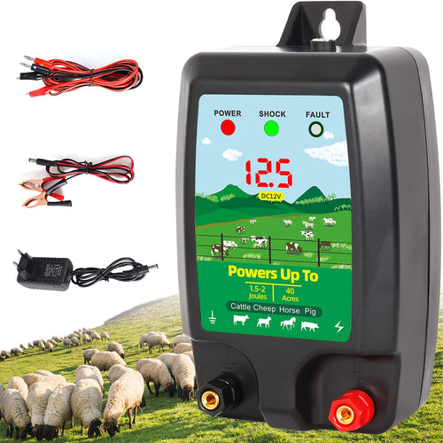 Warmfay Weidezaungerät 12V Elektrozaungerät. Versorgt Weidezäune mit 2J Leistung und 10 km Reichweite für sichere Tierhaltung.