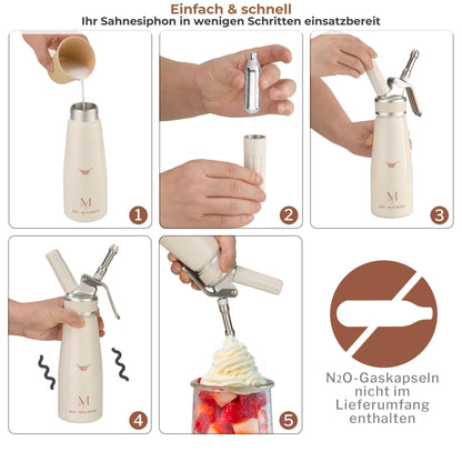SO'Maison Sahnespender 500 ml Sahnesiphon Aluminium Creme