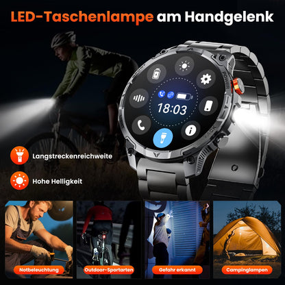 Haulvean Militär Smartwatch Herren mit 1000-mAh-Akku und HD-Display