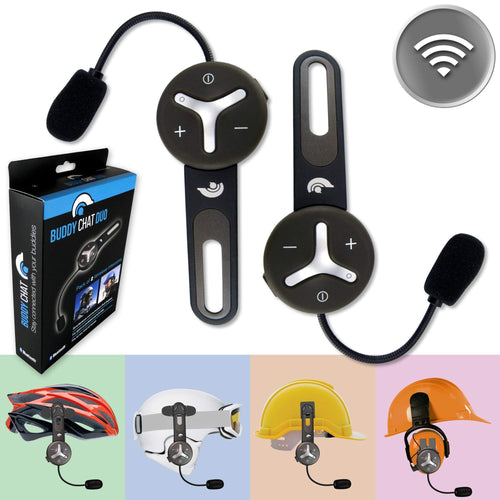 BuddyChat Duo Bluetooth Intercom Headset 2er-Set für Helme, DSP-Geräuschunterdrückung und Klebehalterung