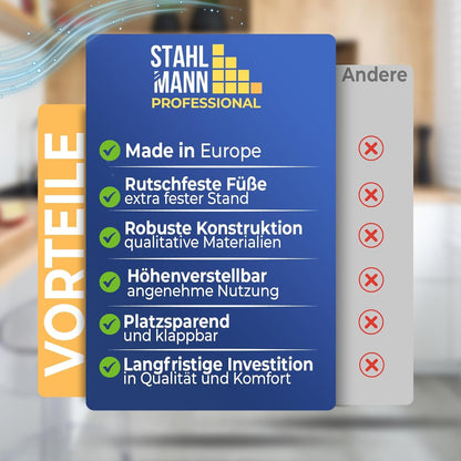 STAHLMANN XXL Bügelbrett für Dampfbügelstation 130x48 cm