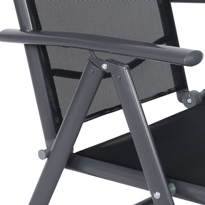 CCLIFE Breeze Alu Klappstuhl Hochlehner 4er Set Dunkelgrau