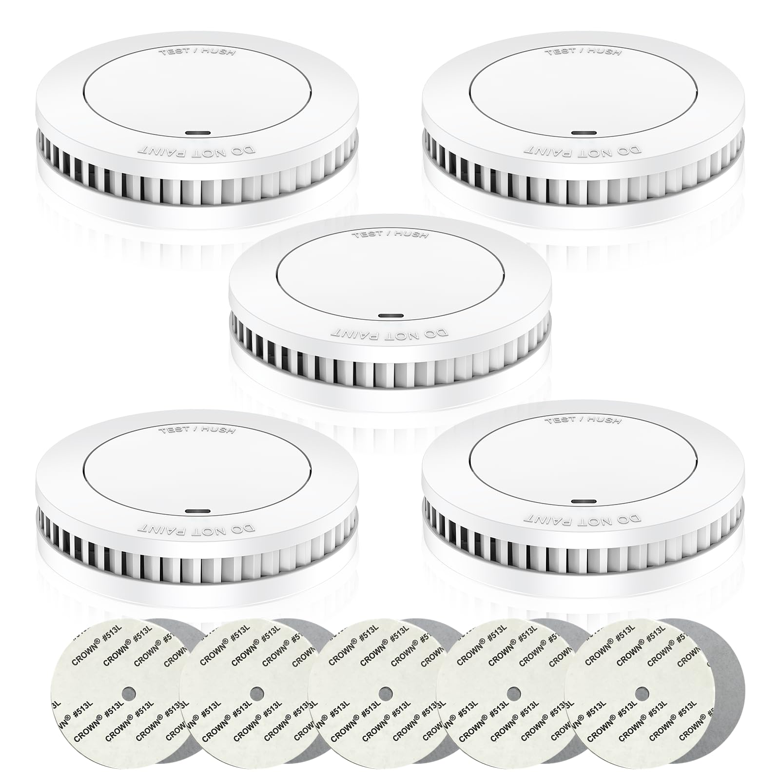 RUNIDUR Rauchmelder 5er-Set SM01 mit 10-Jahres-Batterie, weiss, flache Bauform