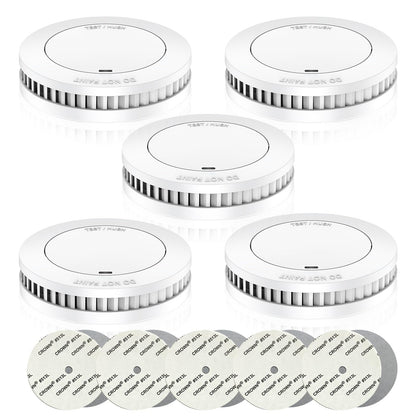 RUNIDUR Rauchmelder 5er-Set SM01 mit 10-Jahres-Batterie, weiss, flache Bauform