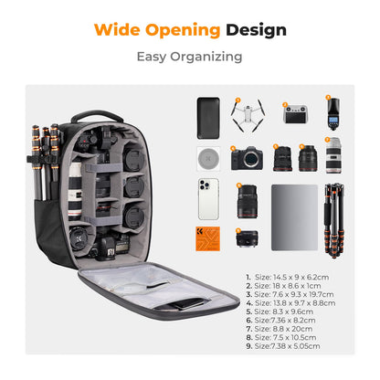 K&F CONCEPT Fotorucksack Hartschale 15.6" Laptopfach Drohnen