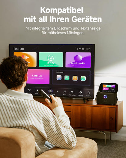 Ikarao Shell S2 Karaokemaschine mit Textanzeige und 2 Mikrofonen