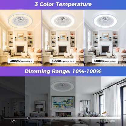 Peasur RGB Deckenventilator mit Licht - dimmbar, weiss