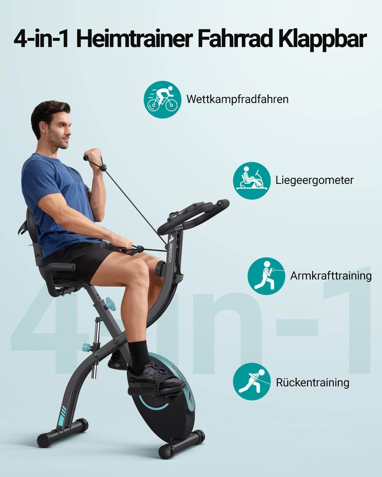heimtrainer fahrrad in der schwangerschaft MERACH 4-in-1 Hometrainer – Klappbar, leise & smart – pandaloo.ch