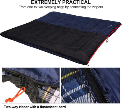 REDCAMP XL Deckenschlafsack Baumwolle Flanell, blau, 2 lbs Füllung