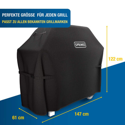 SPRINKS Grillabdeckung wetterfest 600D Oxford, 147x61x122 cm, schwarz