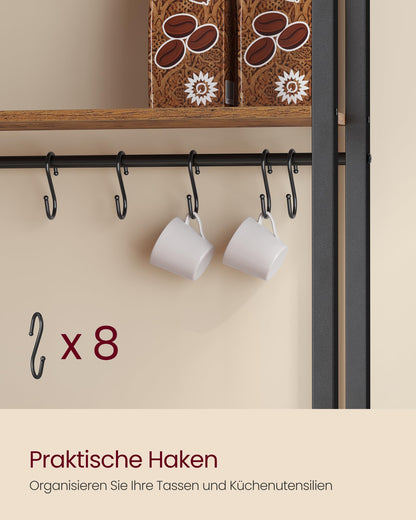 VASAGLE Küchenregal mit Steckdosen, Küchenschrank vintagebraun