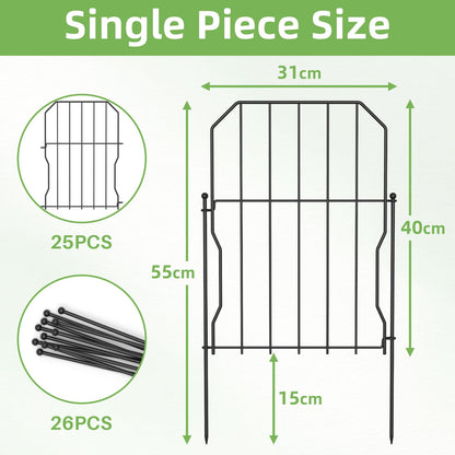 WELDUN Gartenzaun Metall Steckzaun, 25 Paneele, 775 cm